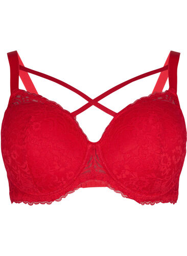 Formstøbt bh med blonder og string, Red Ass., Packshot image number 0