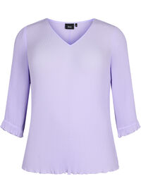 Plisseret bluse med 3/4 ærmer