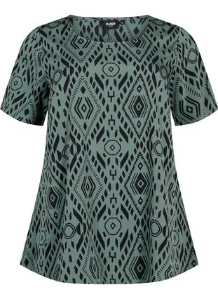 FLASH - Bluse med korte ærmer og print, Balsam Graphic, Packshot image number 0