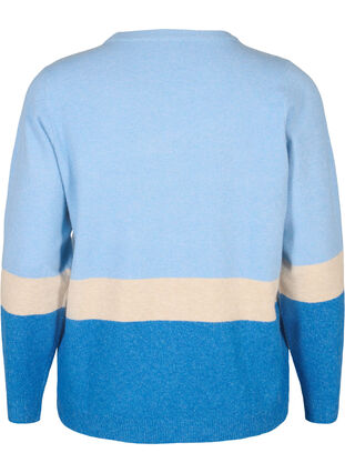 Stribet strikbluse med rund hals, Skydiver Comb, Packshot image number 1