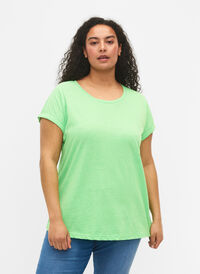 Neonfarvet t-shirt i bomuld, Neon Green, Model