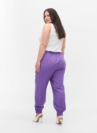 Løse bukser i viskosemix med elastikkant, Royal Lilac, Model image number 1
