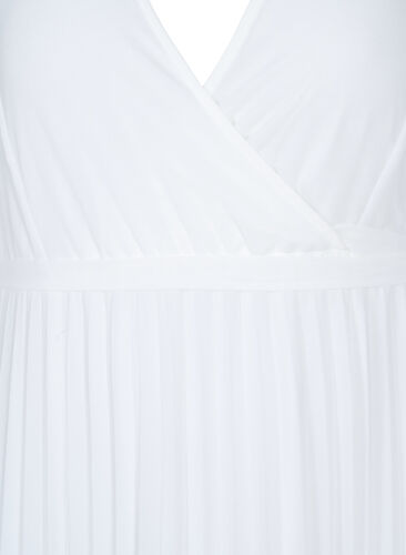 Plisseret midikjole med korte ærmer, Star White, Packshot image number 2