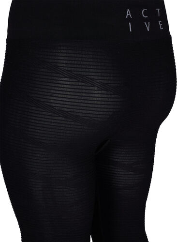 Seamless træningstights med strukturmønster, Black, Packshot image number 3