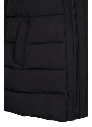 Lang vest med hætte og lynlås, Black, Packshot image number 3
