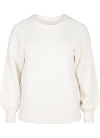 Strikbluse med perler