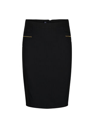 Tætsiddende midinederdel med slids, Black, Packshot image number 0