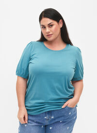 Bomulds t-shirt med 2/4 ærmer, Brittany Blue, Model