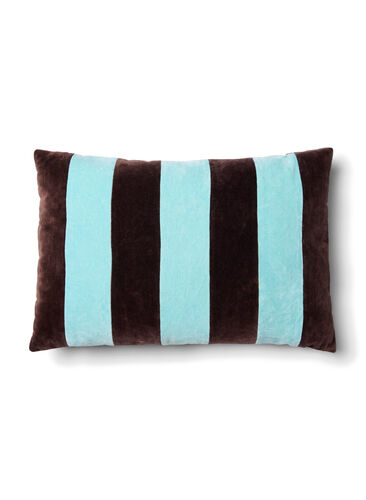 Stribet pudebetræk i velour, Seal Brown Comb, Packshot image number 0