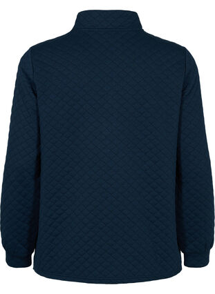 Quiltet sweatshirt med lynlås, Navy Blazer, Packshot image number 1