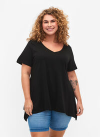 Bomulds t-shirt med korte ærmer, Black SOLD, Model