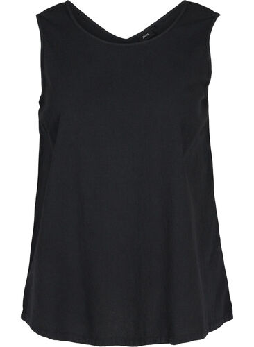 Ærmeløs top i bomuld, Black, Packshot image number 0