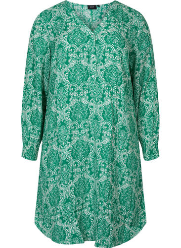 Printet kjole i viskose, Jolly Green Oriental, Packshot image number 0