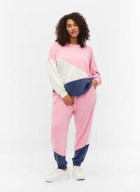 Sweatpants med color-block, C. Pink C. Blocking, Model