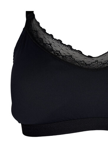 Rib bh med blonder, Black, Packshot image number 2