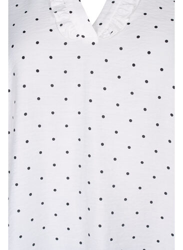 Prikket bluse med 3/4 ærmer i viskosekvalitet, White Dot, Packshot image number 2
