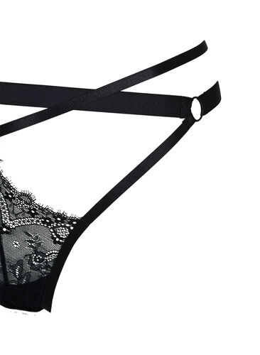 G-streng med string og blonder, Black, Packshot image number 3