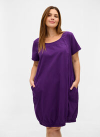 Kortærmet kjole i bomuld, Violet Indigo, Model