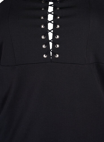 Kropsnær kjole med snøredetalje, Black, Packshot image number 2