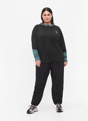 Træningscardigan med hætte, Black, Model image number 3