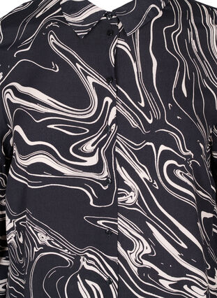 Skjortekjole i viskose med print, Black Swirl AOP, Packshot image number 2