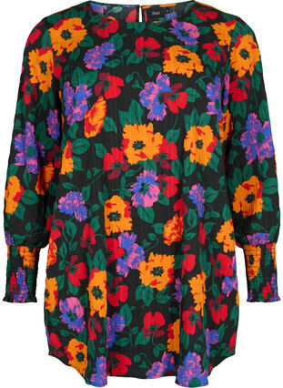 Blomstret tunika med smock, Multi Flower AOP, Packshot image number 0