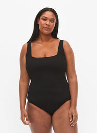 Badedragt med crepe struktur, Black, Model