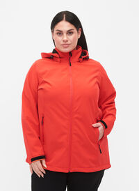 Softshell jakke med aftagelig hætte, Poppy Red, Model