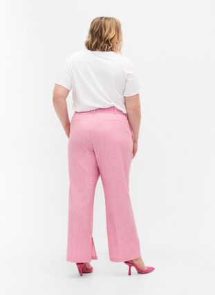 Melerede bukser med elastik og knaplukning, Rosebloom, Model image number 1