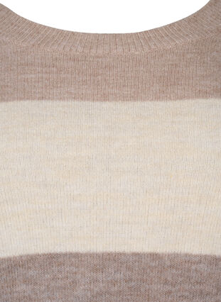 Strikbluse med rund hals og striber, Iron Mel. Comb, Packshot image number 2
