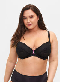 Støt Brysterne - Balconette blonde bh med bøjle, Black, Model