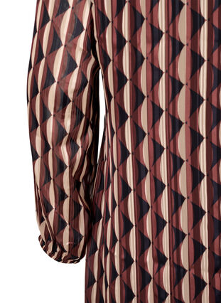 Langærmet kjole med v-hals og print, Earthy Zig Zag, Packshot image number 3