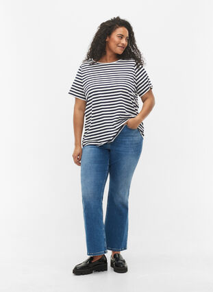 2-pak basis t-shirt i bomuld, Navy/Navy Stripe, Model image number 2