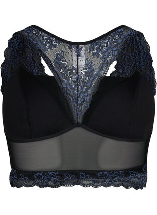 Bralette med blonder og mesh, Black w. blue lace, Packshot image number 1