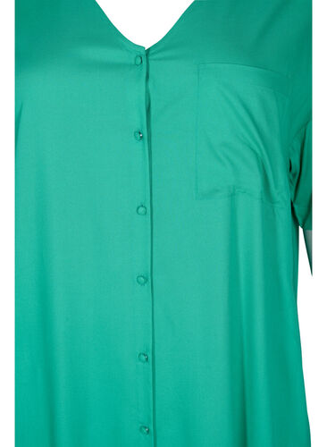 Kortærmet skjortekjole i viskose , Holly Green, Packshot image number 2