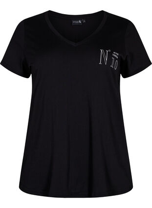 Bomulds trænings t-shirt med tryk, Black w. No. 10, Packshot image number 0
