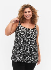 FLASH - Top med print, Black White AOP, Model