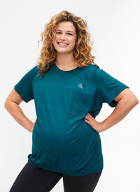 Graviditets trænings t-shirt, Deep Teal, Model