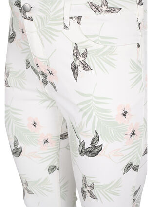 Højtaljede Amy jeans med blomsterprint, White Flower AOP L78, Packshot image number 2