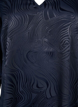 Tunika med tone-i-tone mønster og v-hals, Night Sky, Packshot image number 2