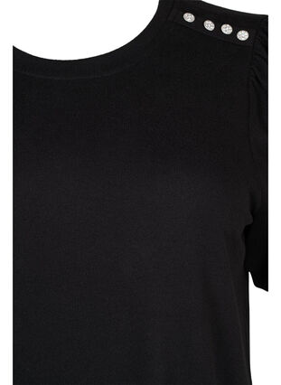 Bluse med korte pufærmer, Black, Packshot image number 2