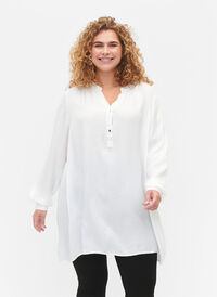 Tunika i viskose med tone-i-tone mønster, Bright White, Model