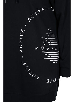 Lang sweatshirt med hætte og printdetaljer, Black w. Logo Print, Packshot image number 3