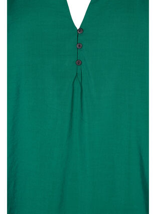 Langærmet bluse i viskosemix, Evergreen, Packshot image number 2