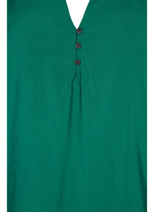Langærmet bluse i viskosemix, Evergreen, Packshot image number 2