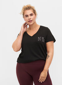 Bomulds trænings t-shirt med tryk, Black w. No. 10, Model