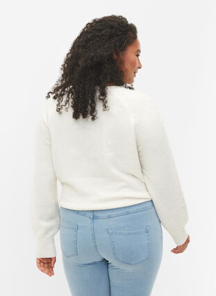 Strikbluse med perler, Birch as sample, Model image number 1