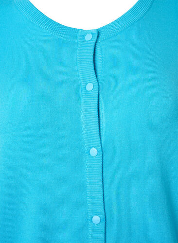 Ribbet cardigan med knaplukning, River Blue, Packshot image number 2