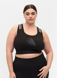 Sports bh med glitter og krydset ryg, Black w. SilverLurex, Model