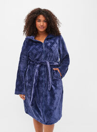 Morgenkåbe med lynlås og lommer, Peacoat, Model